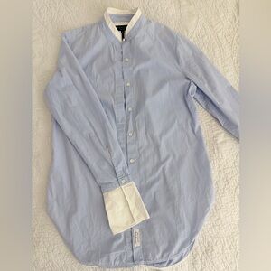 rag & bone Light Blue Striped Dress Shirt with White Contrast Cuffs